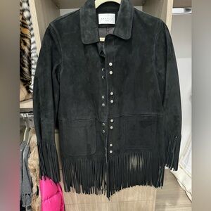 Sandro Black Fringe Suede Jacket